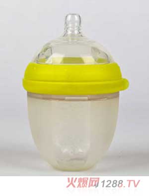 亨特貝貝超寬口硅膠奶瓶160ml黃色