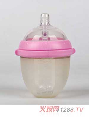 亨特貝貝超寬口硅膠奶瓶160ml紅色