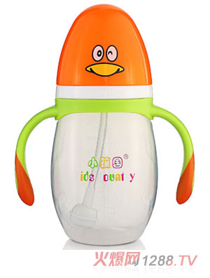 小孩國寬口自動(dòng)企鵝PP奶瓶210ML 黃色