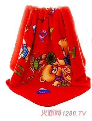 亞奧超柔云毯歡樂(lè)熊大紅色