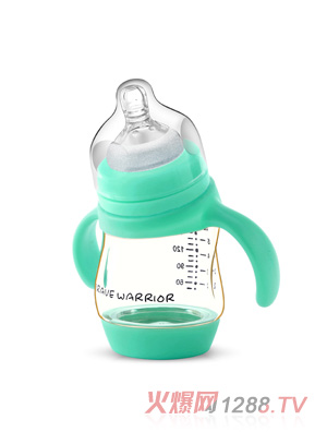 虎士防脹氣彎頭奶瓶綠色