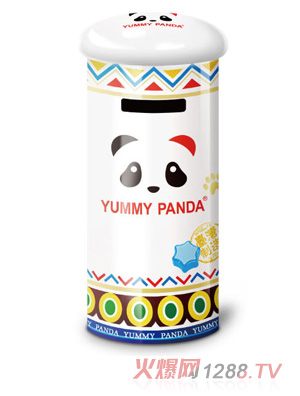 雅米熊貓?jiān)b進(jìn)口水果糖零錢(qián)罐90g