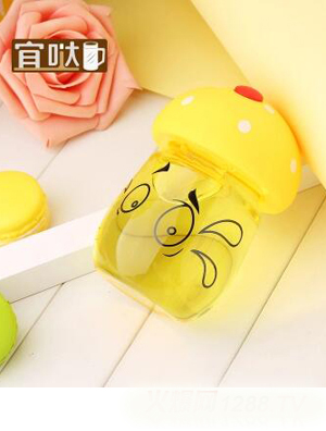 宜噠創(chuàng)意帶蓋蘑菇玻璃杯黃色