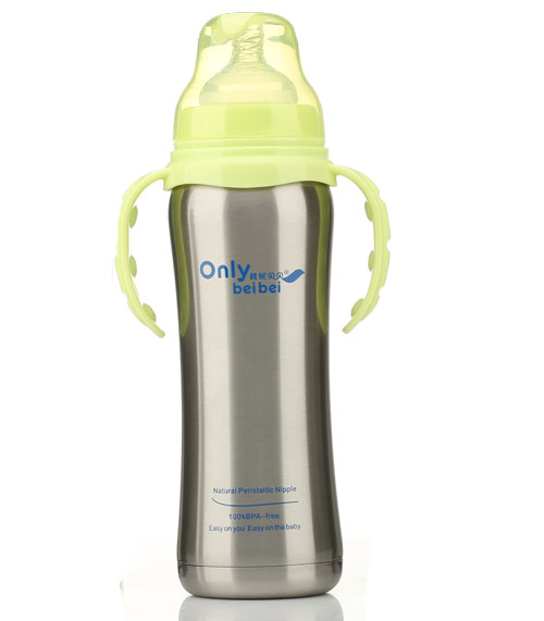 唯昵貝貝寬口保溫奶瓶300ml綠色